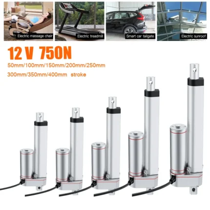 DC 12V 750N خطي المحرك 50 مللي متر 100 مللي متر 150 مللي متر 200 مللي متر 250 مللي متر 300 مللي متر محرك الخطي السكتة الدماغية الكهربائية المحرك الخطي 10 مللي متر/ثانية سرعة